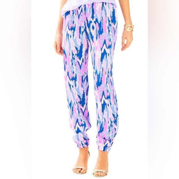 Lilly Pulitzer: SAFFRON PRINTED PANT IN AMETHYST ONE TOO MANY NWT - Picture 2 of 7